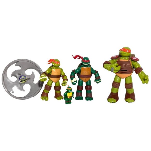 TMNT Teenage Mutant Ninja Turtles Lot 5 Action Figures Disc Michelangelo Raphael - Picture 1 of 15